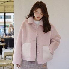 가죽털 일체 인조 밍크 기모 숏 상의 여성 P145
