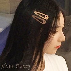  이쁨달다 매트 스모키 무광 칼라 똑딱핀 헤어핀 머리핀 4입  상품 이미지