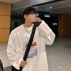 [BINIWU]면질 데일리 맨투맨 빈티지 긴팔 맨투맨 캐주얼