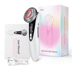 Multi Functional Facial Beauty Massager Electric Facial Skincare Massage Device Red Blue Clean Face, [02] 618D White (English)