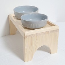 강아지식탁 대형견식탁 자동급식기식탁 고양이 원목 2구식탁, 1개, 연베이지 35x20x15