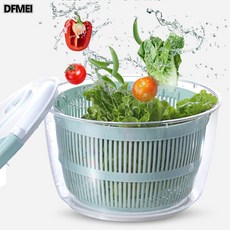 DFMEI 가정용 야채 탈수기 과일 물빠짐 바구니 건조기 핸드레이크 주방 수동 샐러드 야채 세척 물뿌리개, 레드(기본)