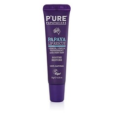 P'URE PAPAYA CARE Natural Vegan LIP BALM for Dry Chapped Lips with Essential Oils - Lemon Lime Pep, Purple