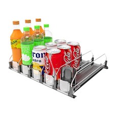 TLB 오토레일 폭조절 캔음료수 거치대 트레이 캔맥주 디스펜서, 1개, 블랙 410mm