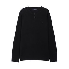 헤지스 남성 19FW 블랙 트위드 헨리넥 니트 HZSW9D402BK