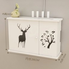 콘센트 와이파이 TV 셋톱 박스 벽걸이 케이블 정리함, 북유럽 사슴2 36x24x10