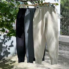 소마치 면 와이드 트레이닝 팬츠 허리밴딩 맨투맨 테이퍼드 조거 팬츠녀