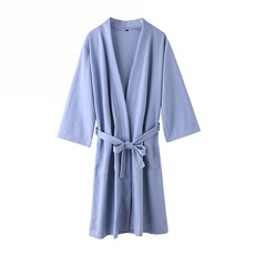 커플 스타일의 목욕 가운 얇은 스타일 여름 호텔 남성 와플 숙녀 한 쌍의 맞춤 잠옷 남성용 긴 잠옷, 크기 :  3XL (추천 무게 : 140-180 kg), 색상 분류 :  KL1808 헤이즈 블루 [남성], NONE