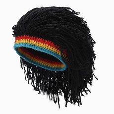 히피 레게머리 가발 할로윈 힙합 밥말리 헤어, 55-59CM, 블랙