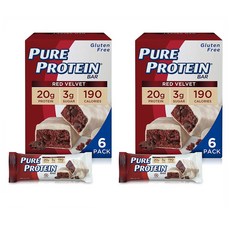 퓨어 프로틴 레드 벨벳 로우 슈가 에너지 바 Pure Protein Bars High Snacks 1.76oz 50g 6개입 2팩, 1개