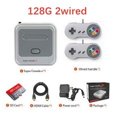 휴대용게임기 가정용 미니 옛날 고전 레트로 게임기 50000G 무선 컨트롤러와 2.4 + 게임과 PSP/PS1/N64/dc, 04 128G 2wired