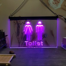 네온간판 네온사인 남여 남성 여성 화장실 LED 네온 사인-3D 조각 벽 예술 집 방 침실 사무실 농가, US 30x20cm, Violet