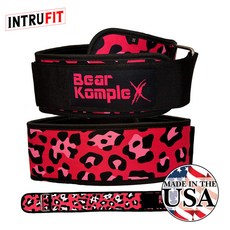 베어컴플렉스X 4인치 웨이트 리프팅벨트 핑크레오파드, M
