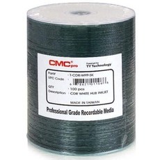 [해외직구]Taiyo Yuden CMC Pro 52X White Inkjet Hub-Printable 100 Disc Tape Wrap, One Color_One Size
