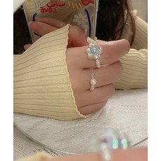 에이빈[2개set] 데이지 비즈 꽃 반지세트