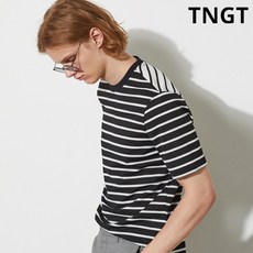 20SS [블랙] 미니멀 메쉬 스트라이프 반팔 티셔츠 TGTS0B302BK