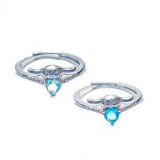 사이즈조절 시나모롤 블루 라운드 반지 랜덤 패션반지 하트 큐빅 실버 캐릭터