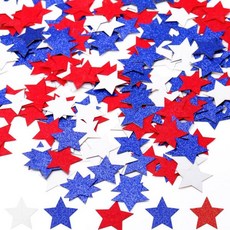 300Pc 독립기념일 스타 색종이 7월 4일 식탁 레드 화이트 및 블루 스프링클 아메리칸 테마 글리터 현충일 애국 파티 장식, 1개