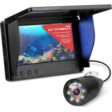 Pyle 4.3인치 휴대용 LCD 모니터 수중 낚시 카메라 12pcs 적외선이 있는 1000TVL 케이스 블랙 장착, 1개