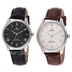 탠디 다이아몬드 남성 가죽 시계 T-1663 블랙 브라운