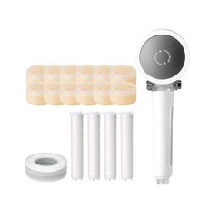 디밤비 바디빔 안심샤워 1년세트 ( 샤워 헤드 + 세디먼트 4개 + 카본링 1개 + 비타볼 12개), 화이트, 향2종믹스(라임+플라워)12p세트