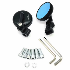 CNC 알루미늄 미니 레트로 오토바이 백미러 파란색 유리 8mm 10mm Moto Guzzi Breva 850 1100 1200 GRISO BREVA 1100, 1)Black