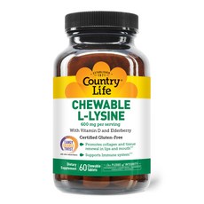 컨트리라이프 Country Life 복합 L 리신 600mg 비타민D 츄어블 태블릿 60정, 1개
