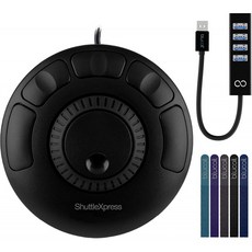 5 개의 프로그래밍 가능 버튼이있는 Contour ShuttleXpress NLE 멀티미디어 컨트롤러-4 개의 USB 포트가있는 Blucoil Mini USB, 단일옵션