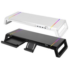 앱코 MES100 사이드 폴딩 RGB 오거나이저 USB 3.0 모니터받침대 __, 화이트