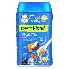 Gerber 아기용 시리얼 강력한 혼합물 생후 8개월 이상 프로바이오틱 오트밀 렌틸콩 당근 및 사과 227g(8oz), Gerber아기용시리얼강력한혼합물생후8개월이상프로바이오, 227g, 1개