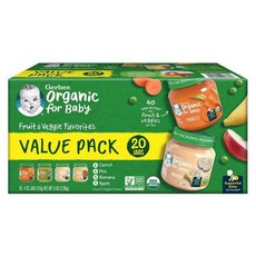 Gerber 1st Baby Food Fruit Veggie 거버 1단계 베이비 푸드 과일 채소 밸류팩, 40개, 113g