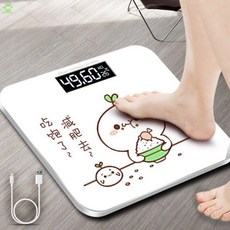 디지털체중계 체지방 소형 USB충전식 심플 작은사이즈 귀여운 학생 여학생 전자저울 임산부, C01-배터리, T07-K57-배부른 26*26