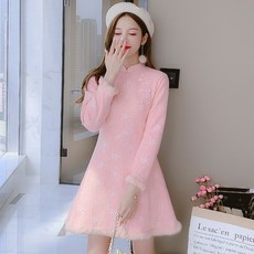 블랙스웩 원피스 치파오 리폼 판 점프슈트 여성의류 가을 옷 고급 작은 키