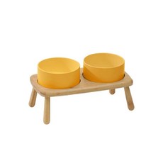 반려동물 세라믹 그릇 중형 견 높이 올리는 음식 물 나무 스탠드, 5.double yellow, B.850ml, 1개
