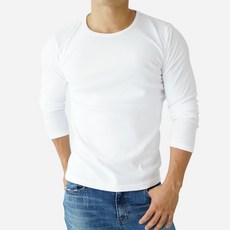 스타토리 짱짱한 면 스판 라운드 긴팔티셔츠 쫄티 슬림핏 무지티 긴팔 티셔츠