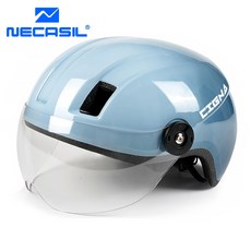 NECASIL 경량 자전거 헬멧 오토바이 헬멧 전동킥보드헬멧 안전모 바이크헬멧 어반 반모헬멧 자전거고글헬멧, 블루