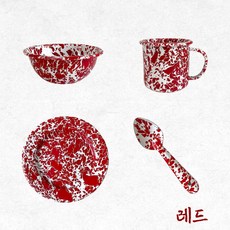 LOVFIR 인테리어 홈식기세트 점박이 머그컵 그릇 디자인, 레드