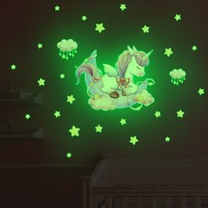 데이즈인 야광스티커 방꾸미기 인테리어 원룸꾸미기 데코 창문 벽지 천장 포인트 시트지 환타스틱스, 아기유니콘