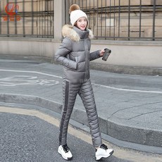 셀럽당 여성 세트 겨울 패딩 도톰 패션 후드 패딩+바지 투피스