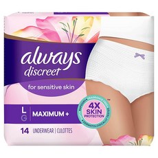 Always 민감한 피부용 Discreet 속옷 L 맥시멈 플러스 14개입