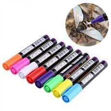LED 하이라이터 마크 펜 베벨 펜촉 페인트 브러시 양봉 여왕벌 도구 8 가지 색상 옵션 135mm x 4mm 빠른, [01] The color is random