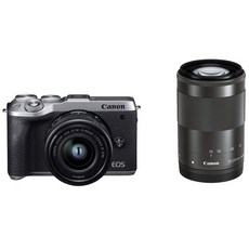 Canon 미러리스 SLR 카메라 EOS M6 Mark II 더블 줌 키트 실버 EOSM6MK2SL-WZK