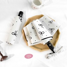 이레 리본 양산 3단 자동 경량 자외선 차단 우양산