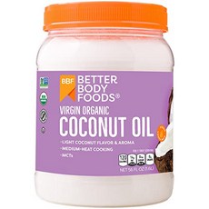 BetterBody Foods Organic Virgin Coconut Oil — Cold BetterBody Foods 유기농 버진 코코넛 오일 — 냉압착 및 비정제 코코넛 오일, 1개