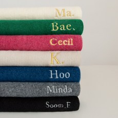 커스텀 이니셜 자수 각인 울 머플러 목도리 겨울 방한 보온 남녀공용 선물용 넥워머 7colors