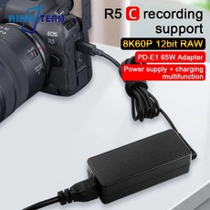 캐논 EOS R6 R5 R5C RP G5 X Mark II G7 III 카메라용 AC 전원 어댑터 PD-E1 65W PD TYPE-C USB-C, 1개