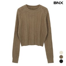 BNX [BNX] 줄무늬 래글런 크롭 니트