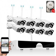 JOOAN 3mp 보안 카메라 시스템 무선 8채널 NVR&amp;8pcs 1296P 게시판 내후성&amp;굿나잇 비전 1TB 하드 디스크 탑재 모션, 단일옵션