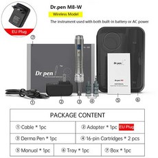 오토MTS 셀프 홈케어 탄력 모공 관리 기기 정품 DrPen M8 전기 무선 Dermapen 전문 마이크로 핀 피부 MTS 얼굴 미용 및 CE IOS, 2.M8W EU Plug