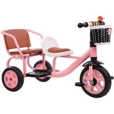 미국 프리미엄 2인승 어린이 3륜 자전거 뒷좌석 수납 바구니 내장 다기능 트라이크 퍼펙트 1세6세 2명 1세 이상 소녀 선물 핑크